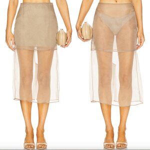 L'Academie by Marianna Blaire Midi Skirt in Taupe